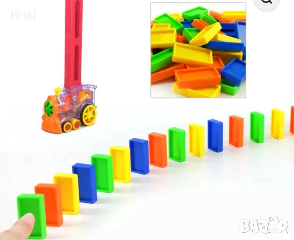 Ново електрическо влакче Домино с 60 части, светлини и звуци, снимка 2 - Влакчета, самолети, хеликоптери - 48389440