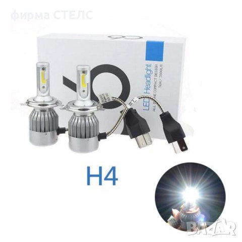 Комплект 2бр LED лед диодни крушки за фарове STELS, H4 , 36w , 12/24V