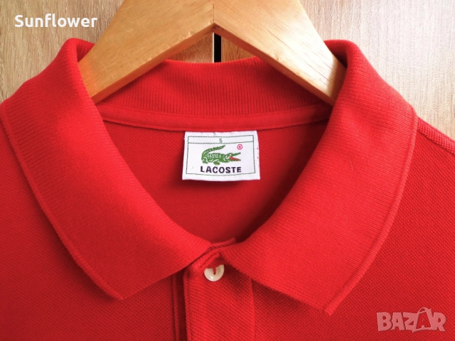 Оригинална червена памучна поло тениска Lacoste размер 5 - L  , снимка 4 - Тениски - 51870355