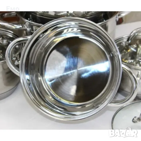Комплект от 12 части тенджери с тройно дъно, високо немско качество, снимка 3 - Съдове за готвене - 47745660