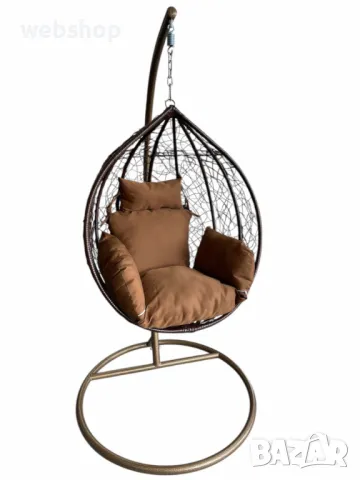 Луксозен Висящ стол за градина, Dajar, Ратан/Метал/Полиестер, снимка 8 - Градински мебели, декорация  - 50343405