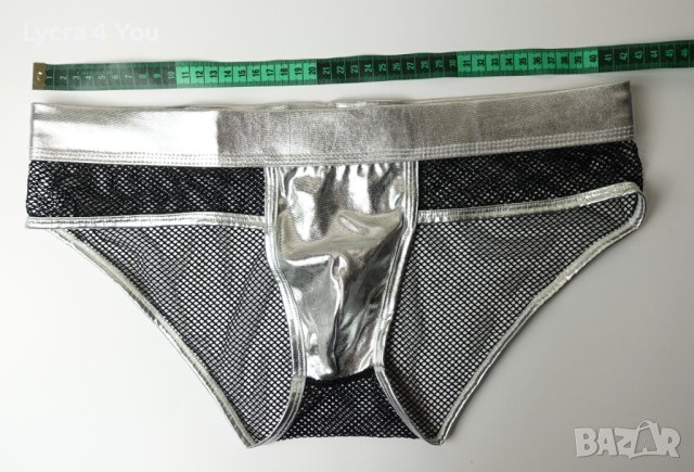 XL нови мъжки еротични слипове в сребристо и черна мрежа, снимка 12 - Бельо - 44072593