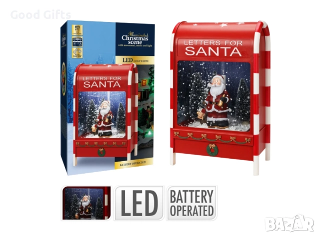 Коледна украса пощенска кутия със светлини, музика и движение – 40 см, снимка 3 - Декорация за дома - 52234973