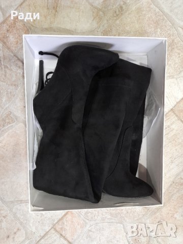 Дамски ботуши черен  велур 65 см , снимка 1 - Дамски ботуши - 43893870