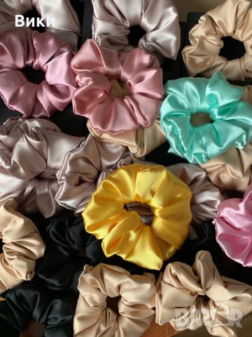 Скрънчета Скрънче Скрънчи за коса ластици за коса сатен, снимка 3 - Аксесоари за коса - 32639504