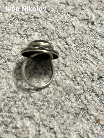 Дамски сребърен пръстен с нефрит, ръчна изработка, снимка 4 - Пръстени - 52932048