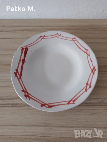 Чиния 22 см - натурална - бял, ивици