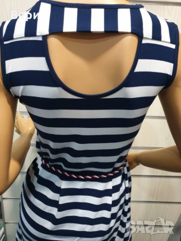 Нова дамска моряшка вталена рокля с ефектен гръб, на райе, с коланче, снимка 11 - Рокли - 28375442