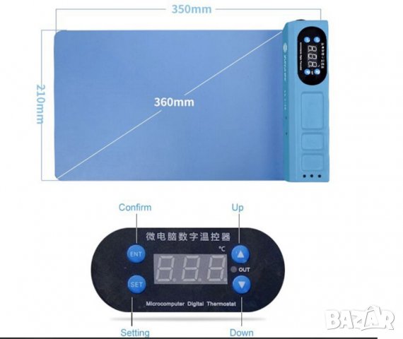 Нагревателна подложка за ремонт на екран/гърба на телефон или таблет модел S-918E, снимка 8 - Други инструменти - 39016780