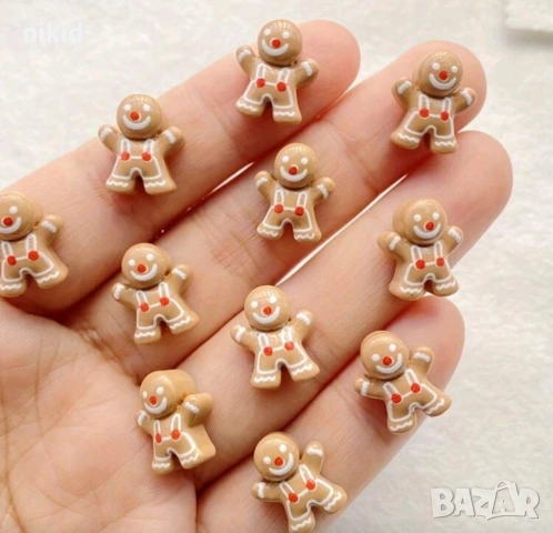 Джинджифиливо човече малка фигурка акрил пластмасова нокти маникюр ръчна изработка, снимка 2 - Други - 53215827