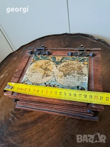 ретро дървена кутия книга с метален обков      15/4, снимка 8 - Антикварни и старинни предмети - 48974199