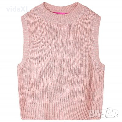 Детски пуловер елек, плетен, светлорозов, 140(SKU:14513