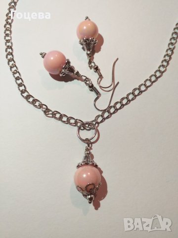 Изящен подаръчен комплект бижута с розови перли !, снимка 11 - Бижутерийни комплекти - 27420300