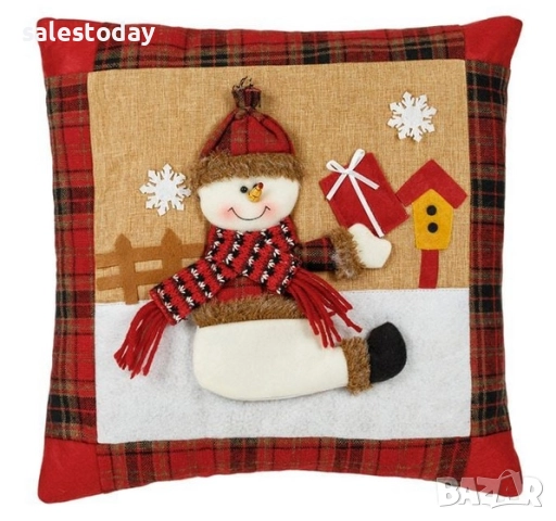 Коледна декоративна Възглавница, 3D Снежен човек, 35x35см