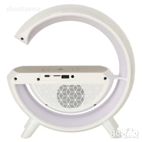 Smart лампа с безжично зарядно за телефон с Bluetooth колонка и будилник, снимка 4 - Настолни лампи - 49368432