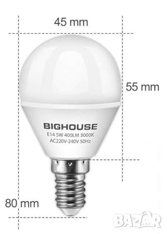 Комплект LED крушки E14, 5W, снимка 3 - Друга електроника - 43390187