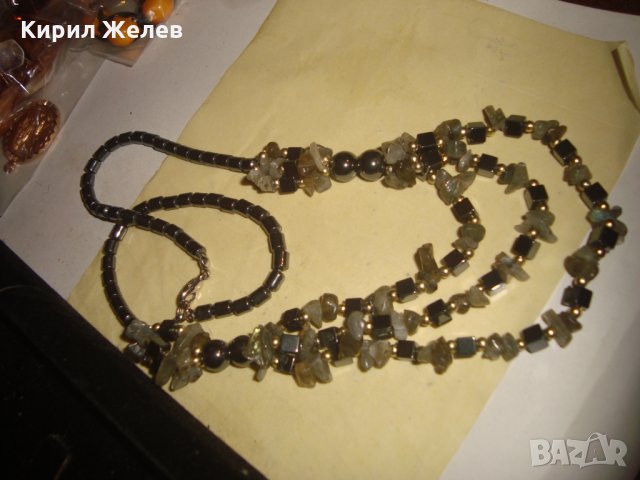 ХЕНД-МЕЙД ОГЪРЛИЦА ЛУНЕН КВАРЦ и ХЕМАТИТ 18066, снимка 3 - Колиета, медальони, синджири - 33395086