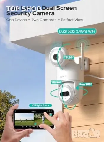 Нова 3K/6MP WiFi външна камера с автоматично проследяване и двупосочен звук, снимка 2 - IP камери - 49498240