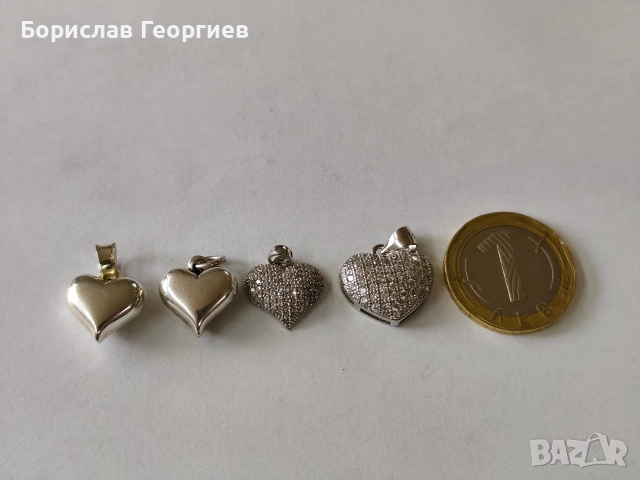 Сребърен медальон сърце 925 четири броя