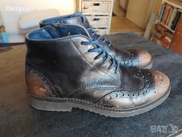 Мъжки кожени боти тип "броги" (brogue boots) 42, снимка 4 - Мъжки боти - 53160766