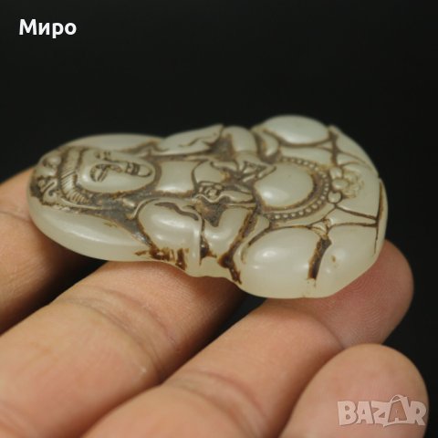 ЕСТЕСТВЕН НЕФРИТ С ИЗОБРАЖЕНИЕ НА АЗИАТСКА БОГИНЯ МЕДАЛЬОН ВИСУЛКА БУДА , снимка 7 - Антикварни и старинни предмети - 40512053