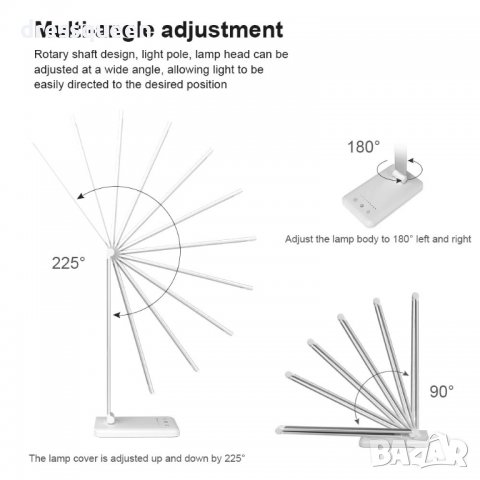 009А ЛЕД настолна лампа с алуминиеви рамена, снимка 7 - Настолни лампи - 37759098