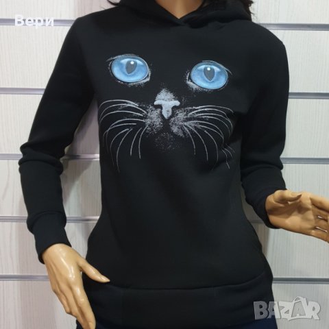 Нов дамски суичър с 3D трансферен печат Котка със сини очи, снимка 5 - Суичъри - 27537021