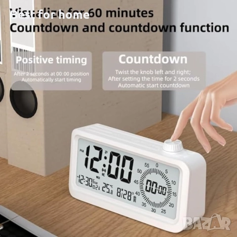 Визуален таймер, будилник с двоен дисплей, снимка 5 - Друга електроника - 52491063