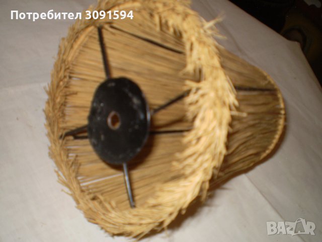 Винтидж стар абажур, ръчно изплетен от слама, снимка 2 - Други ценни предмети - 42968969