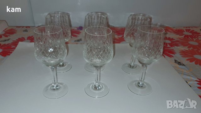 Кристални чаши за шампанско и вино 6 броя, снимка 2 - Чаши - 27162425