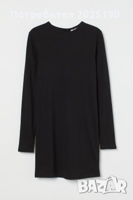 Дамска черна плътна рокля Н&М 