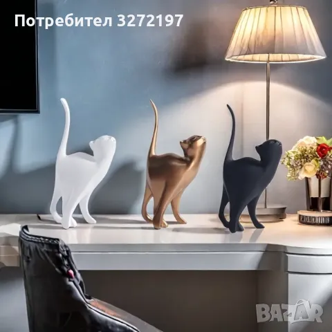 Елегантна Ръчно Изработена Скулптура на Котка, снимка 3 - Статуетки - 48296748