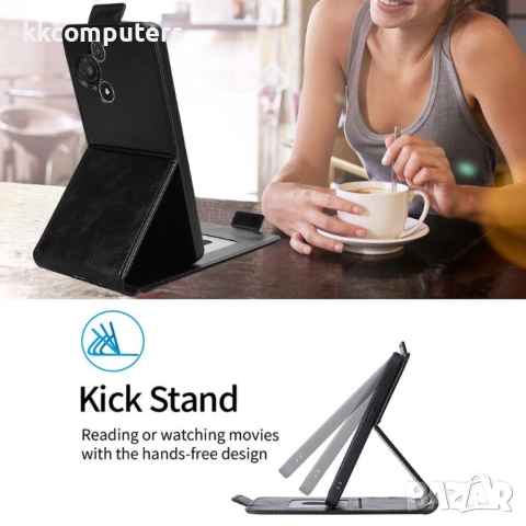 Кожен калъф за TCL 60R 5G - Вертикален флип, Магнитен, Стойка, Держател за карти, Вкл. Протектр, 4 Ц, снимка 8 - Калъфи, кейсове - 52937493