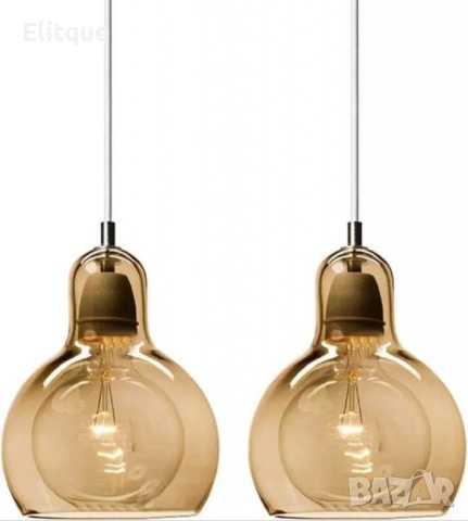 Пендел Globe, Е27, Кехлибар, Опушено сиво, снимка 2 - Други - 52853767