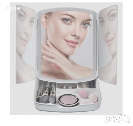 Комбинирано огледало с LED светлина отделение за гримове My Fold Away Mirror, снимка 3 - Други - 43941910