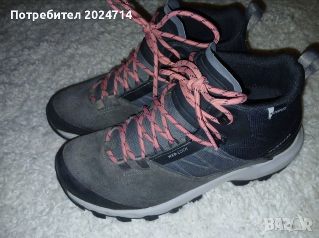 туристически обувки естествен велур Quechua номер 38, снимка 2 - Дамски ежедневни обувки - 53580714