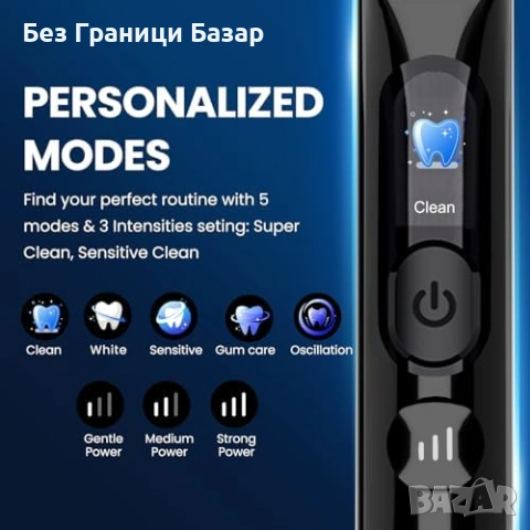Нова Електрическа четка за зъби 79 000 вибрации, IPX8, 5 режима, калъф, снимка 4 - Други - 53156500