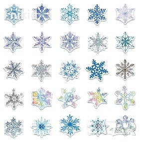 50 бр снежинка снежинки Коледни самозалепващи лепенки стикери за украса декор картонена торта др, снимка 6 - Други - 42995381