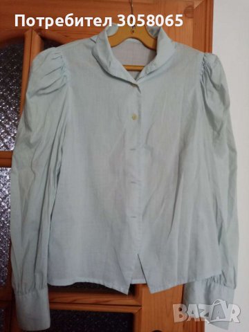 нежна бледо синя риза с дълъг ръкав L XL, снимка 1 - Ризи - 36771511