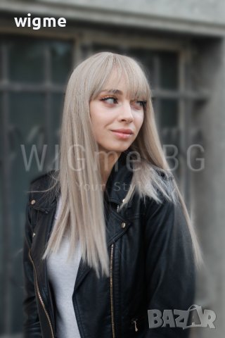 Дълга руса права перука с бретон Валерия