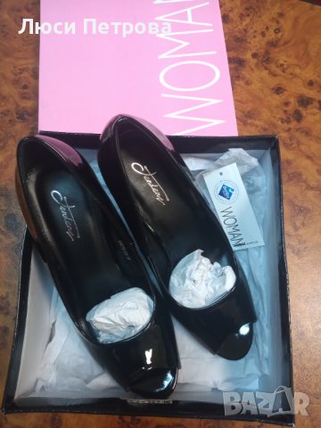 Нови черни обувки лак 38 номер, снимка 8 - Дамски обувки на ток - 40437633