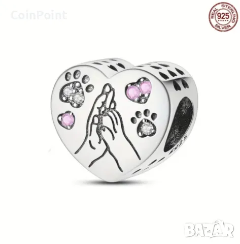 Сребърен талисман любов за Пандора, снимка 2 - Гривни - 49216892