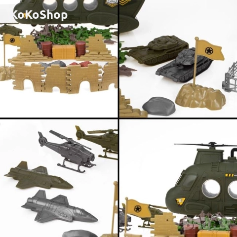 Военен хеликоптер с войници,бойни машини, снимка 3 - Влакчета, самолети, хеликоптери - 52367112