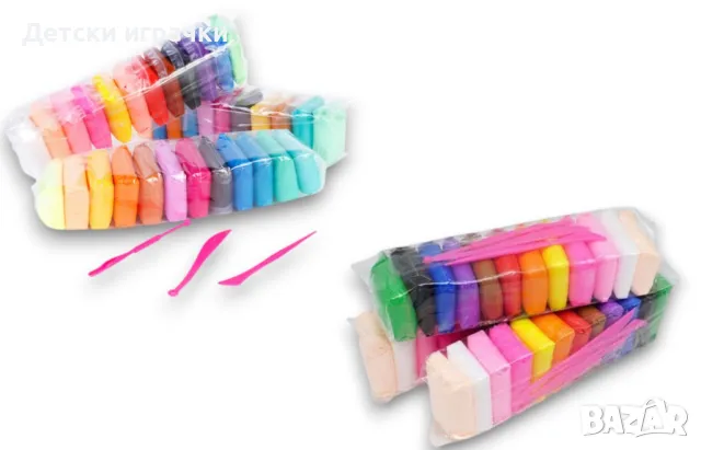 Скачащ пластелин моделин комплект 12 цвята