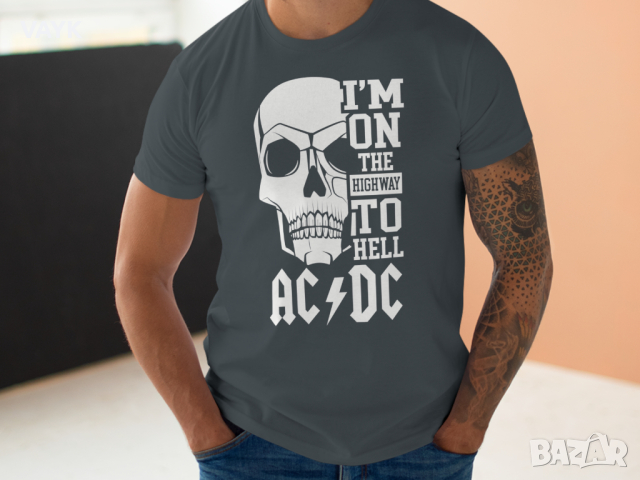 Тениска с декоративен печат - AcDc I'M On The Hell, снимка 2 - Тениски - 44874562