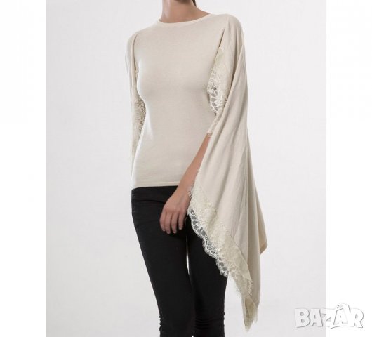 Светлобежова дамска блуза с шлейф марка Diego Reiga - M