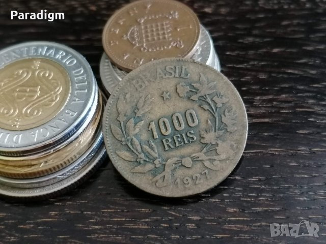 Монета - Бразилия - 1000 рейс | 1927г., снимка 1 - Нумизматика и бонистика - 33535932