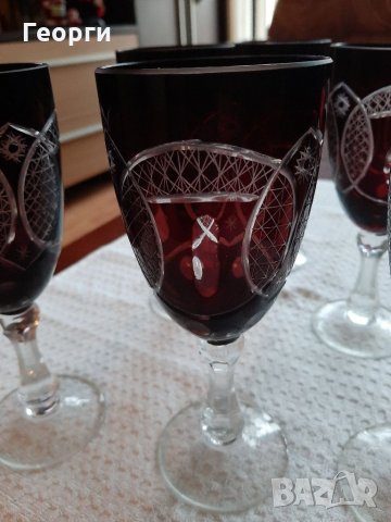 Червен кристал чаши за вино, снимка 3 - Чаши - 35310442