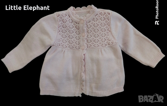 Плетен кардиган за момиченце на 9-12 месеца,бебешко розово,Англия/нов