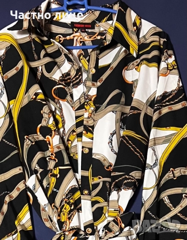 Дълга рокля с орнаменти тип риза, снимка 2 - Рокли - 52100061